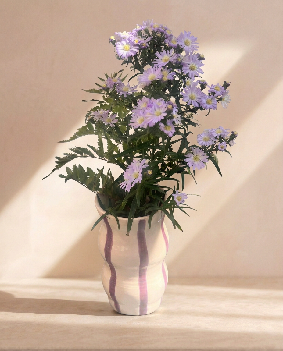 Vase rayé rose ceramic home